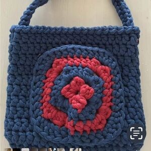 Navy and redCrochet Crossbody Bag